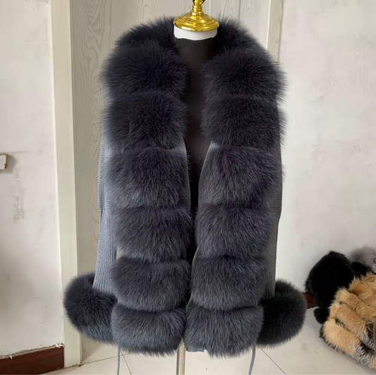 'Grey' Fox Fur Cardigan
