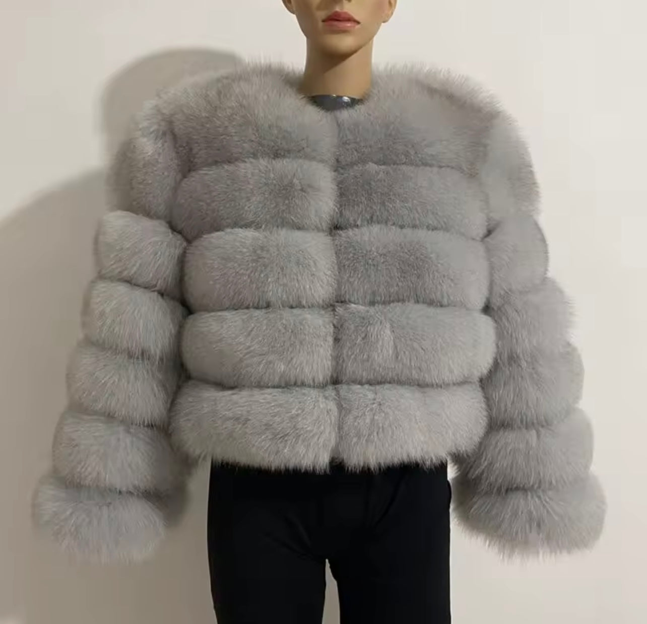 'Light Grey' Fox Fur Coat